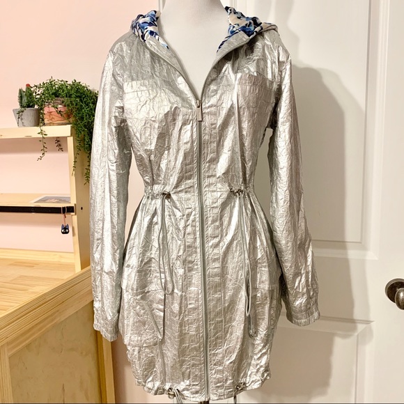 Festival Windbreaker Silver Foil Anorak Jacket - Picture 3 of 6